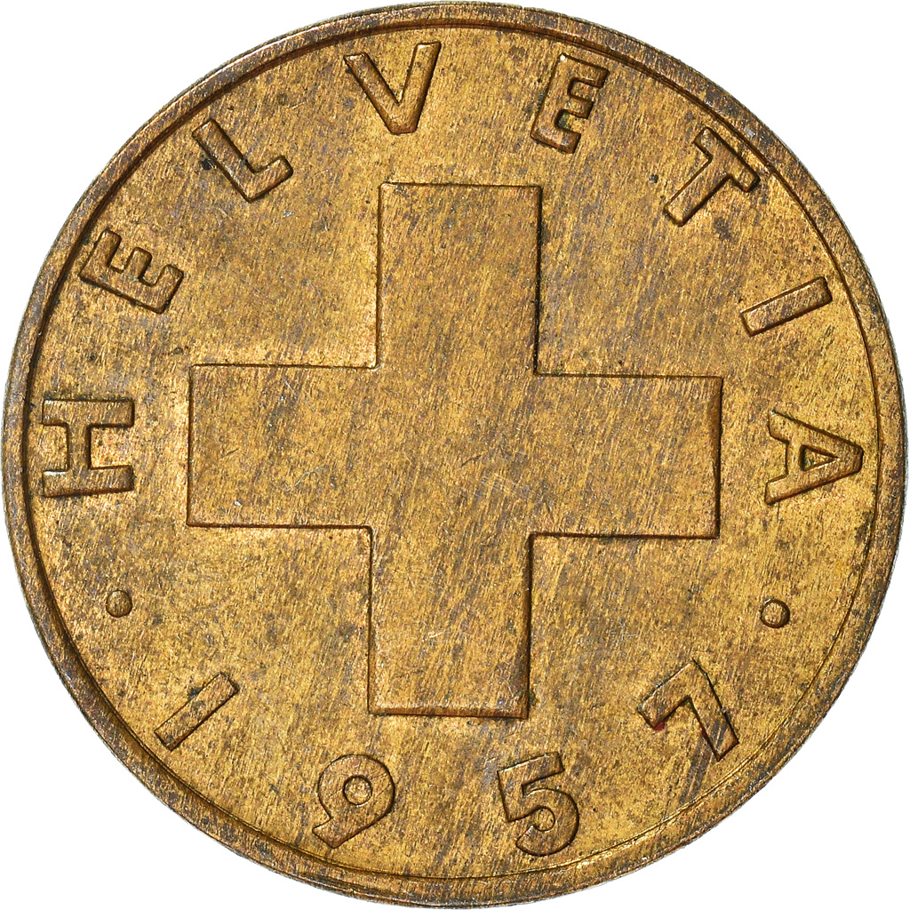 Moneda, Suiza, 2 Rappen, 1957