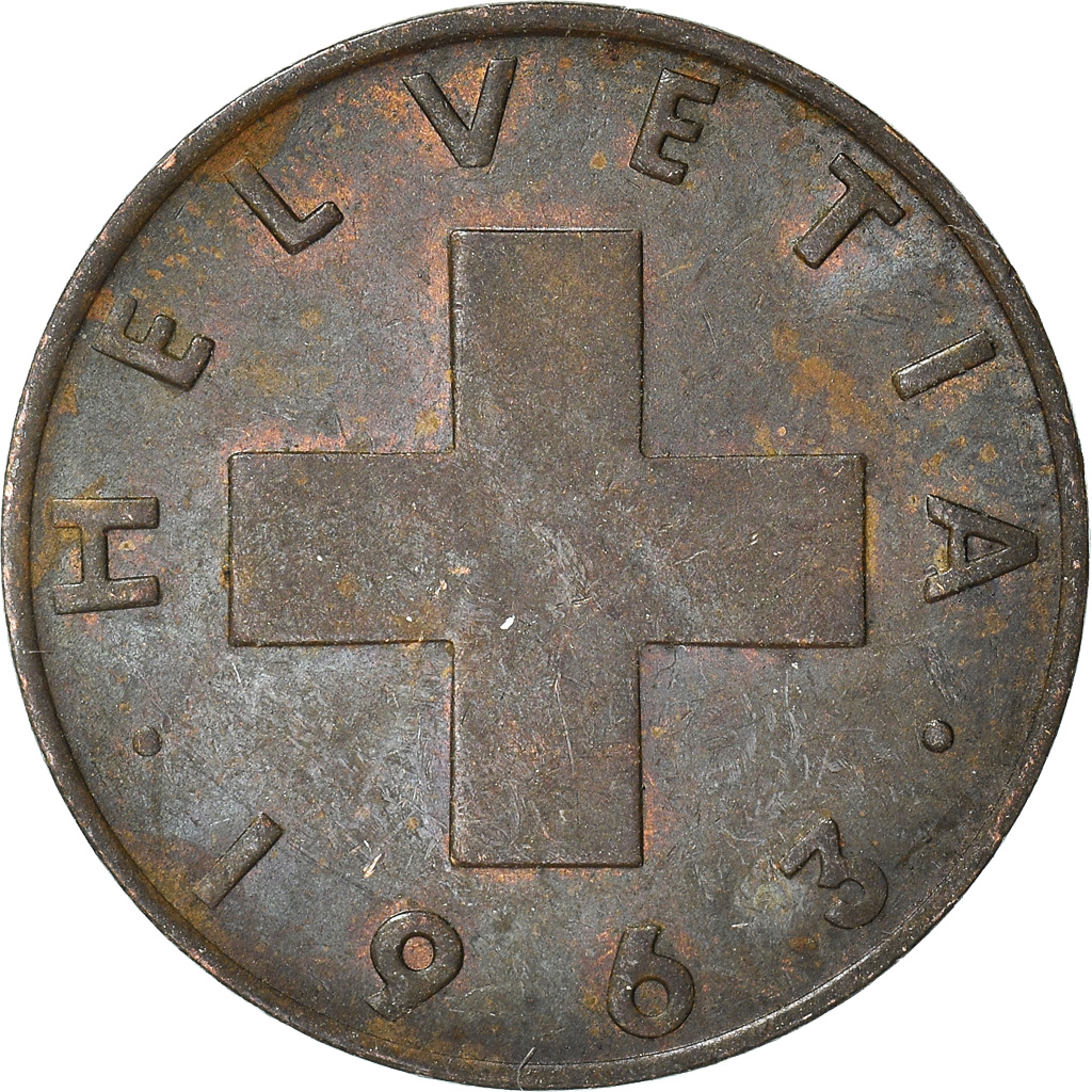 Moneda, Suiza, 2 Rappen, 1963