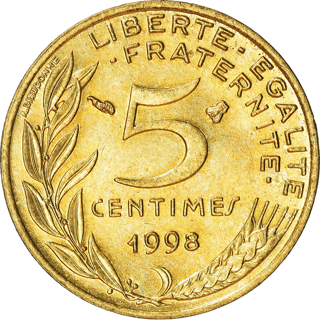 Moneda, Francia, 5 Centimes, 1998