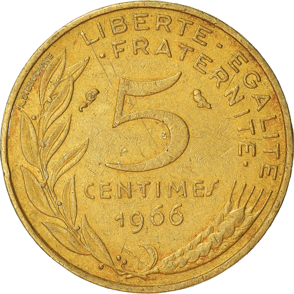 Moneda, Francia, 5 Centimes, 1966