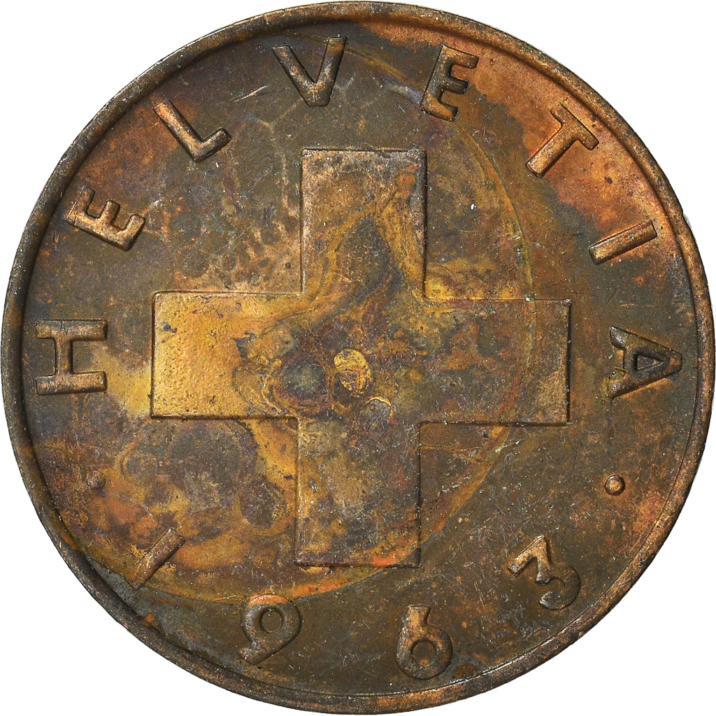 Moneda, Suiza, 2 Rappen, 1963