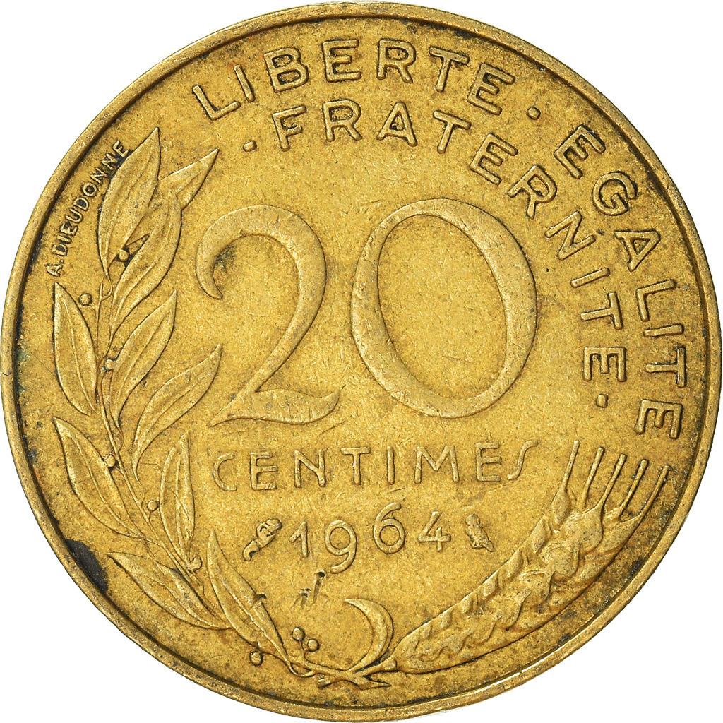 Moneda, Francia, 20 Centimes, 1964
