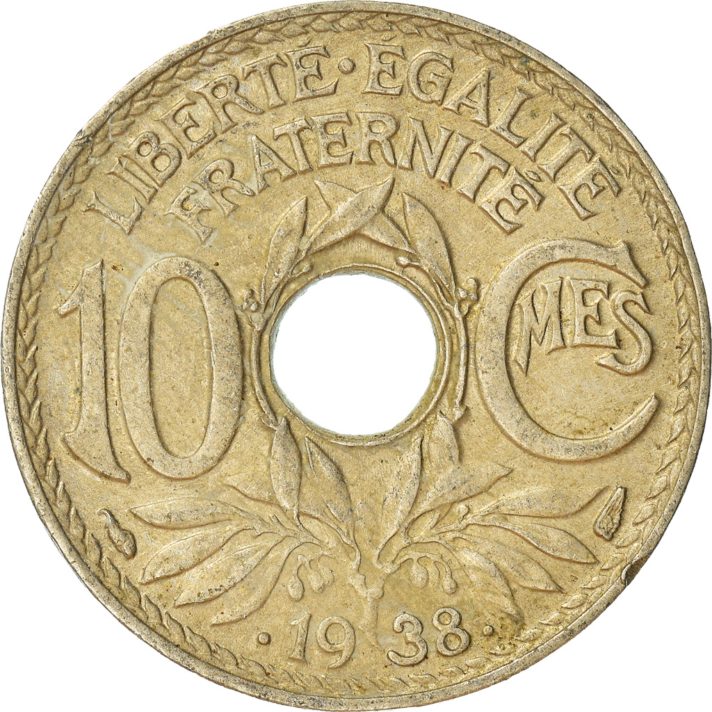 Moneda, Francia, 10 Centimes, 1938