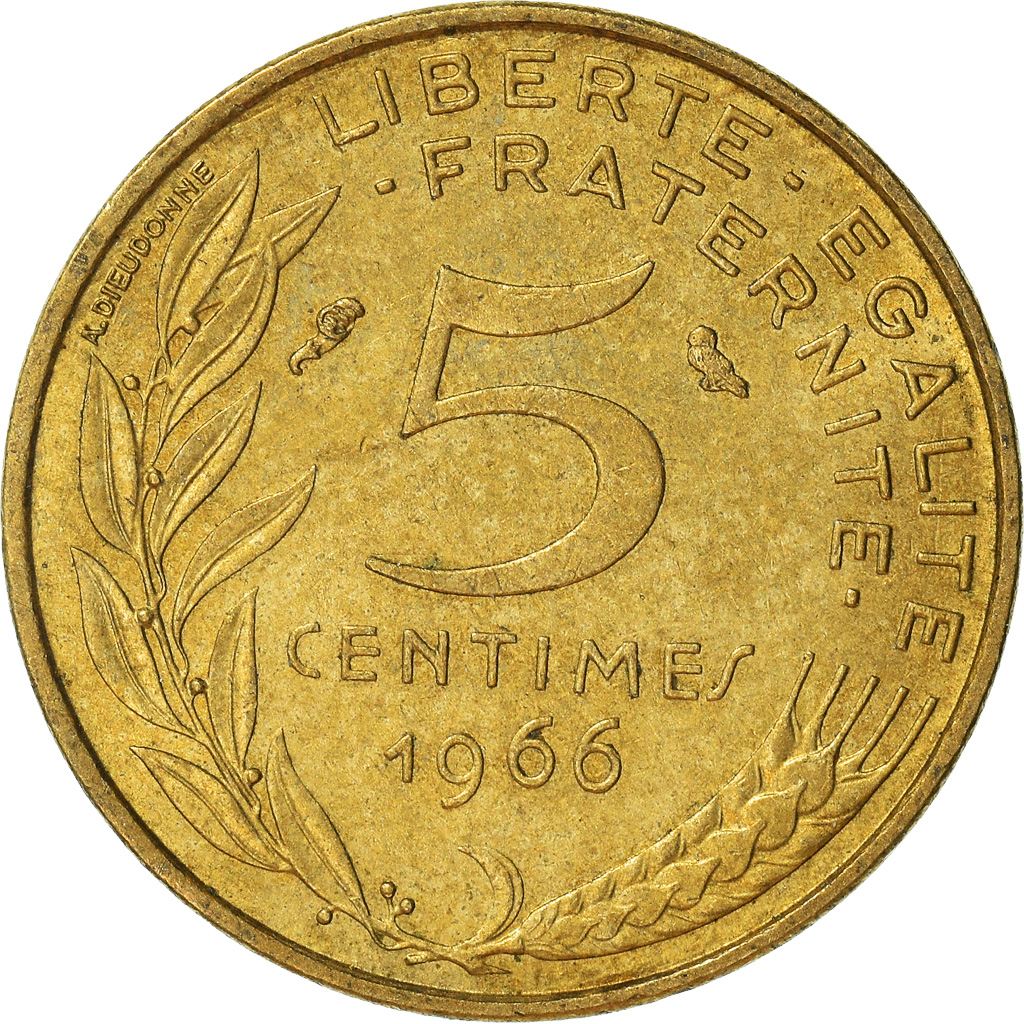 Moneda, Francia, 5 Centimes, 1966