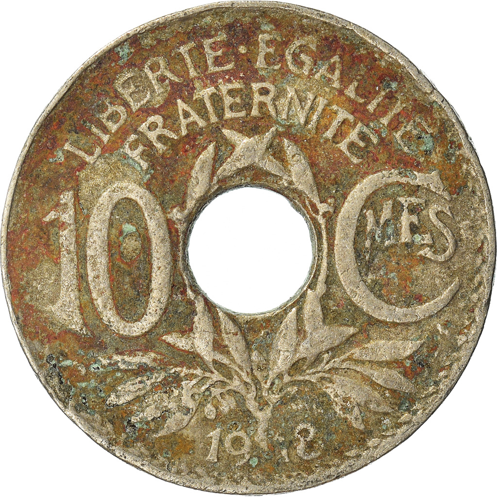 Moneda, Francia, 10 Centimes, 1918