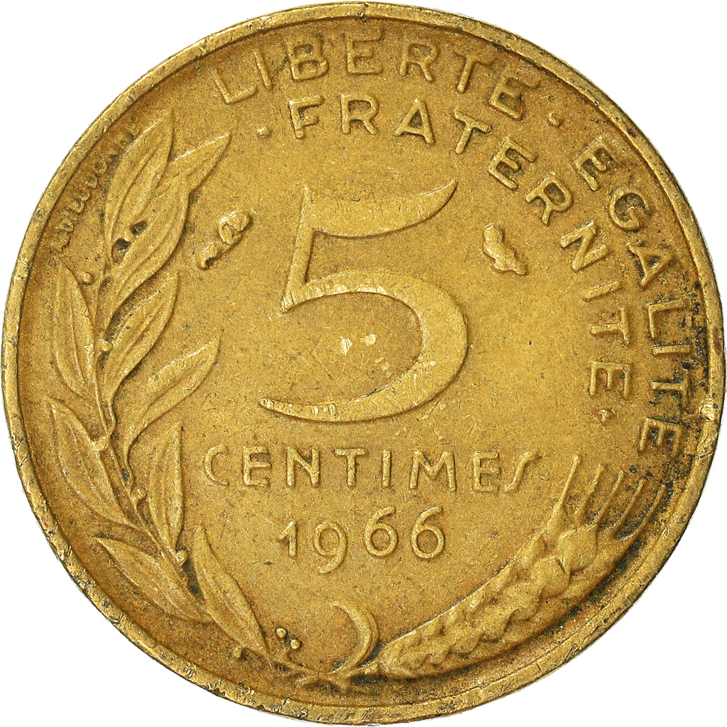 Moneda, Francia, 5 Centimes, 1966