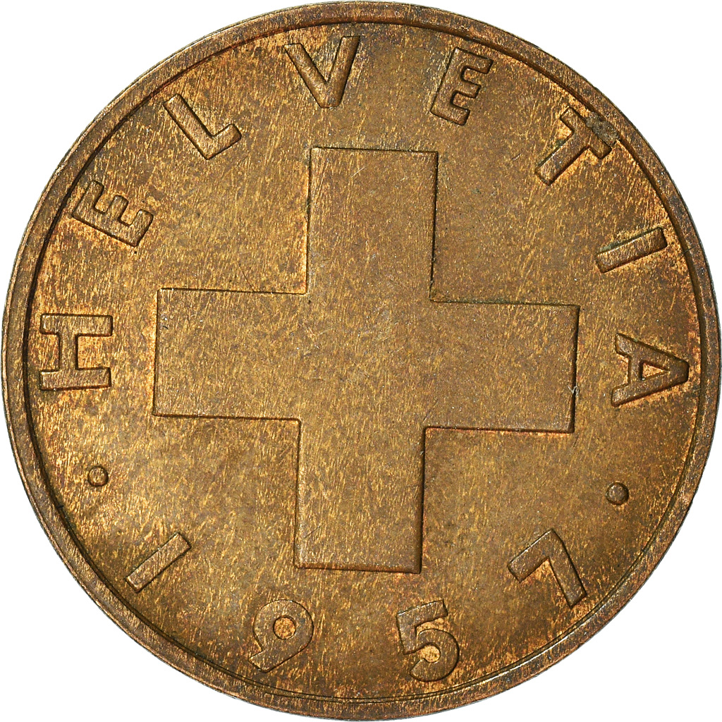 Moneda, Suiza, 2 Rappen, 1957