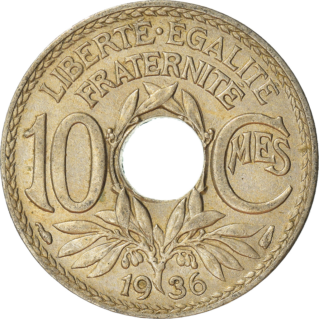 Moneda, Francia, 10 Centimes, 1936
