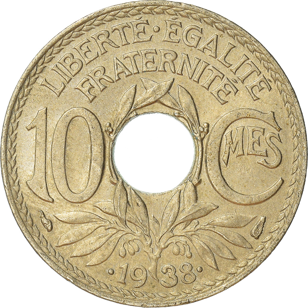 Moneda, Francia, 10 Centimes, 1938