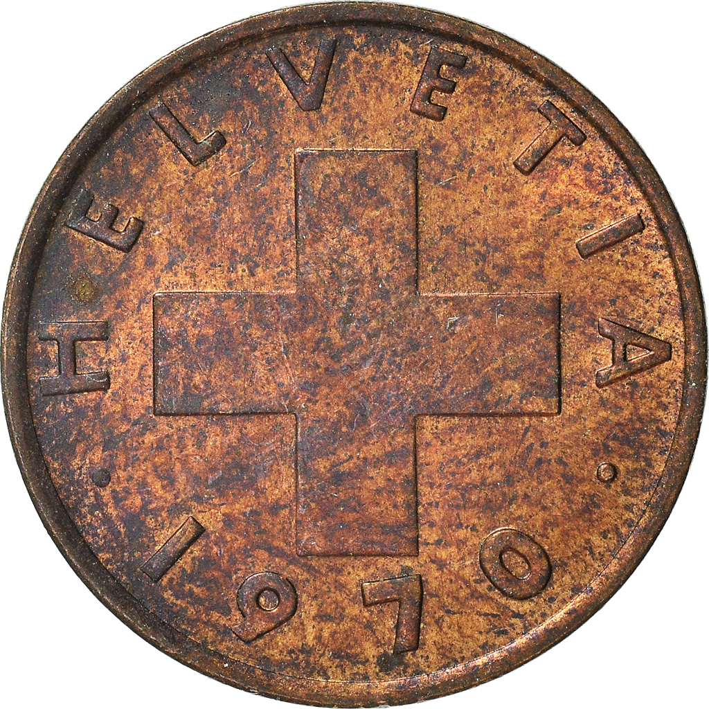 Moneda, Suiza, 2 Rappen, 1970