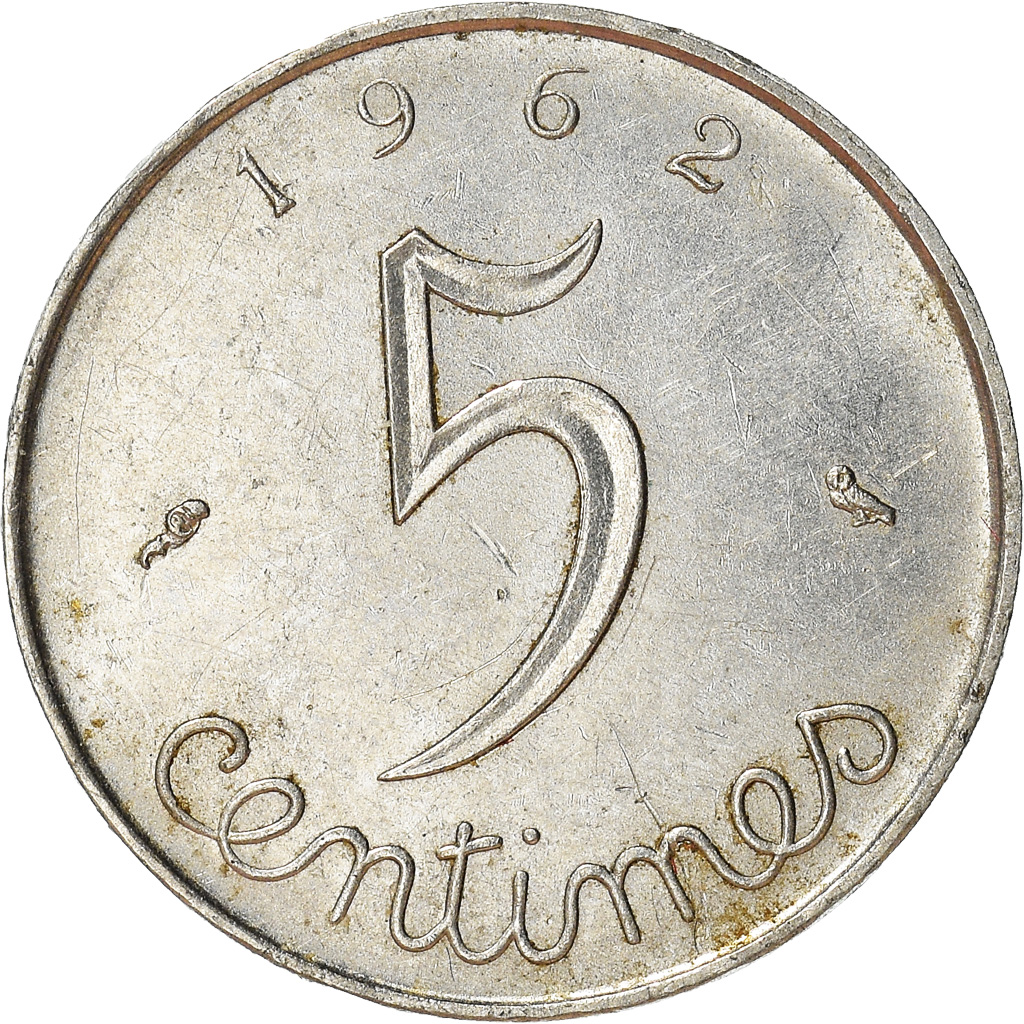 Moneda, Francia, 5 Centimes, 1962