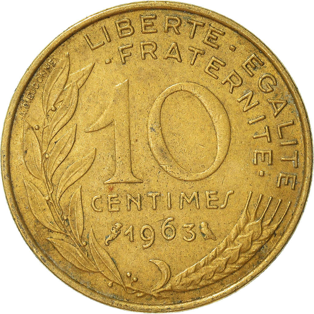 Moneda, Francia, 10 Centimes, 1963