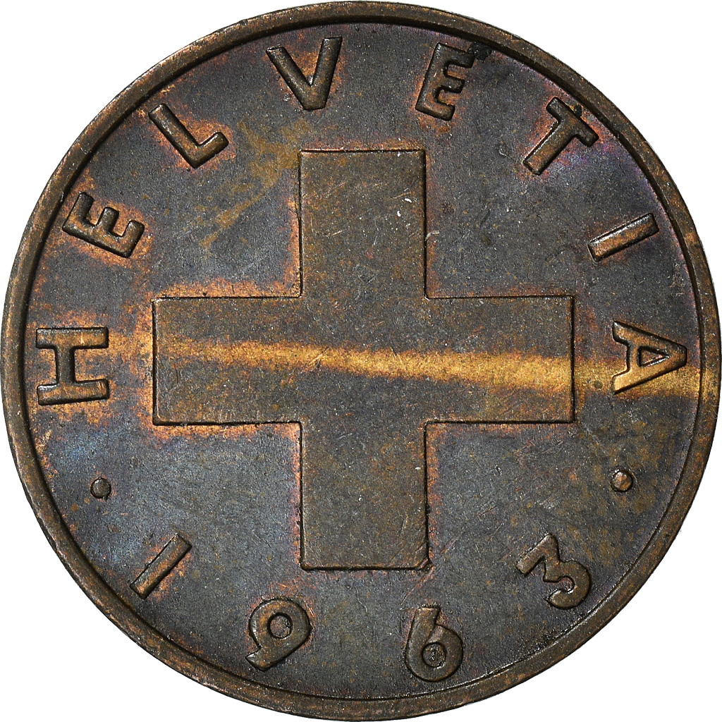 Moneda, Suiza, 2 Rappen, 1963