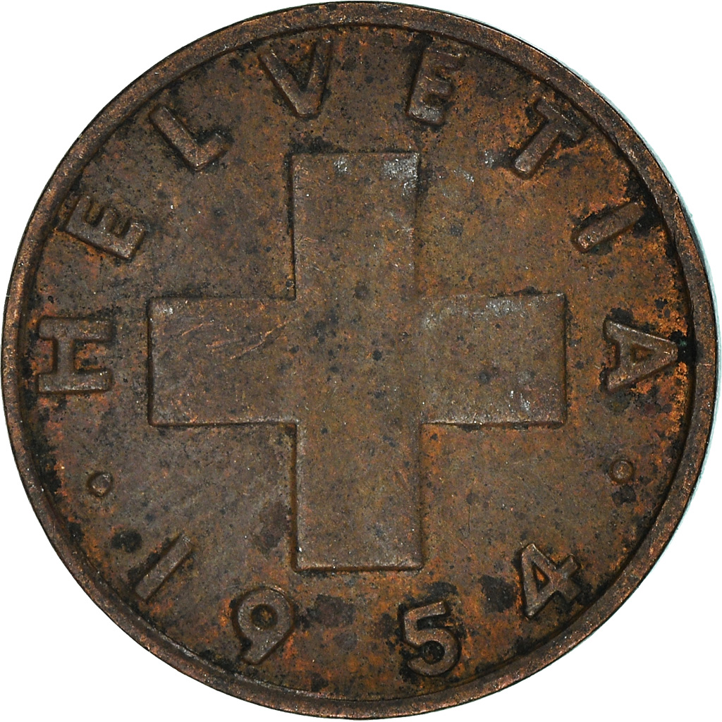 Moneda, Suiza, Rappen, 1954