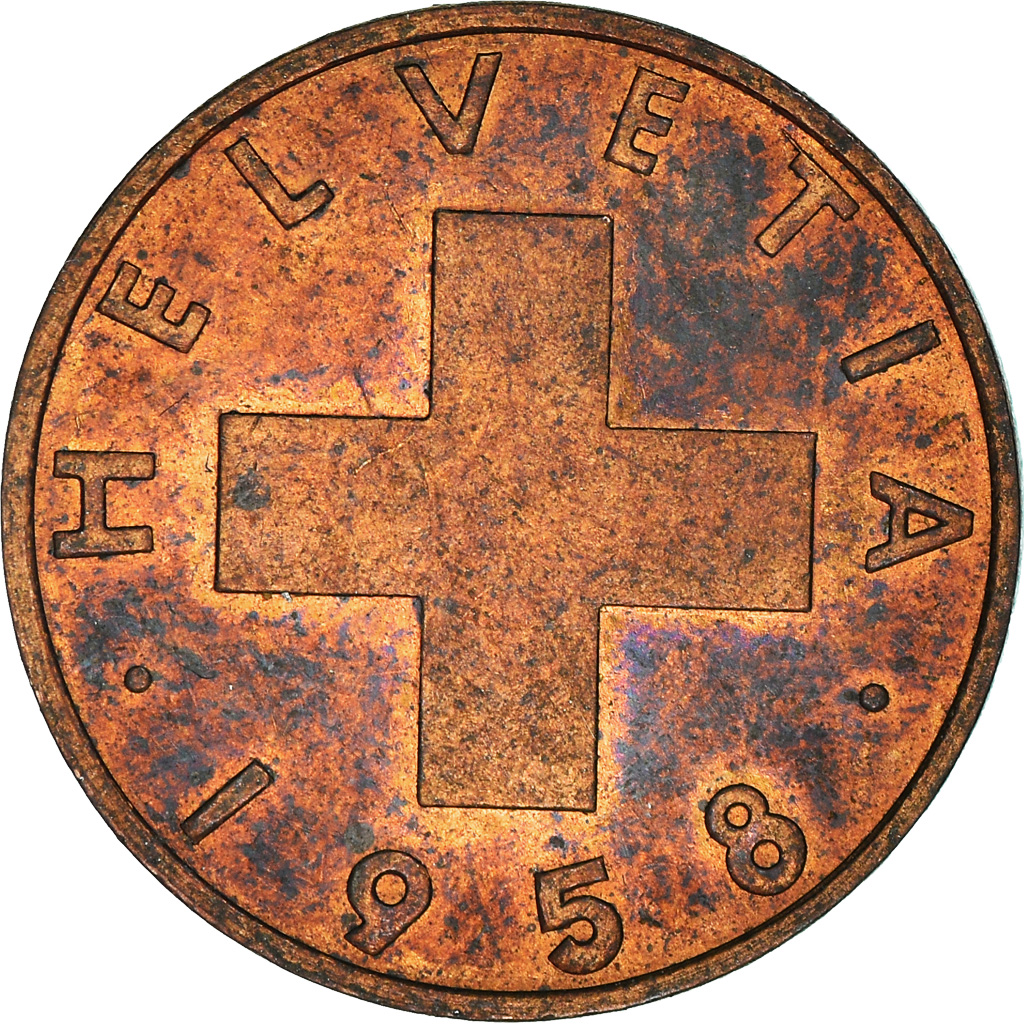 Moneda, Suiza, 2 Rappen, 1958