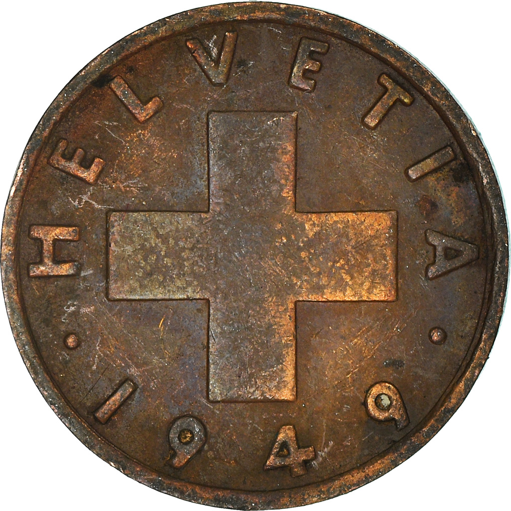 Moneda, Suiza, Rappen, 1949