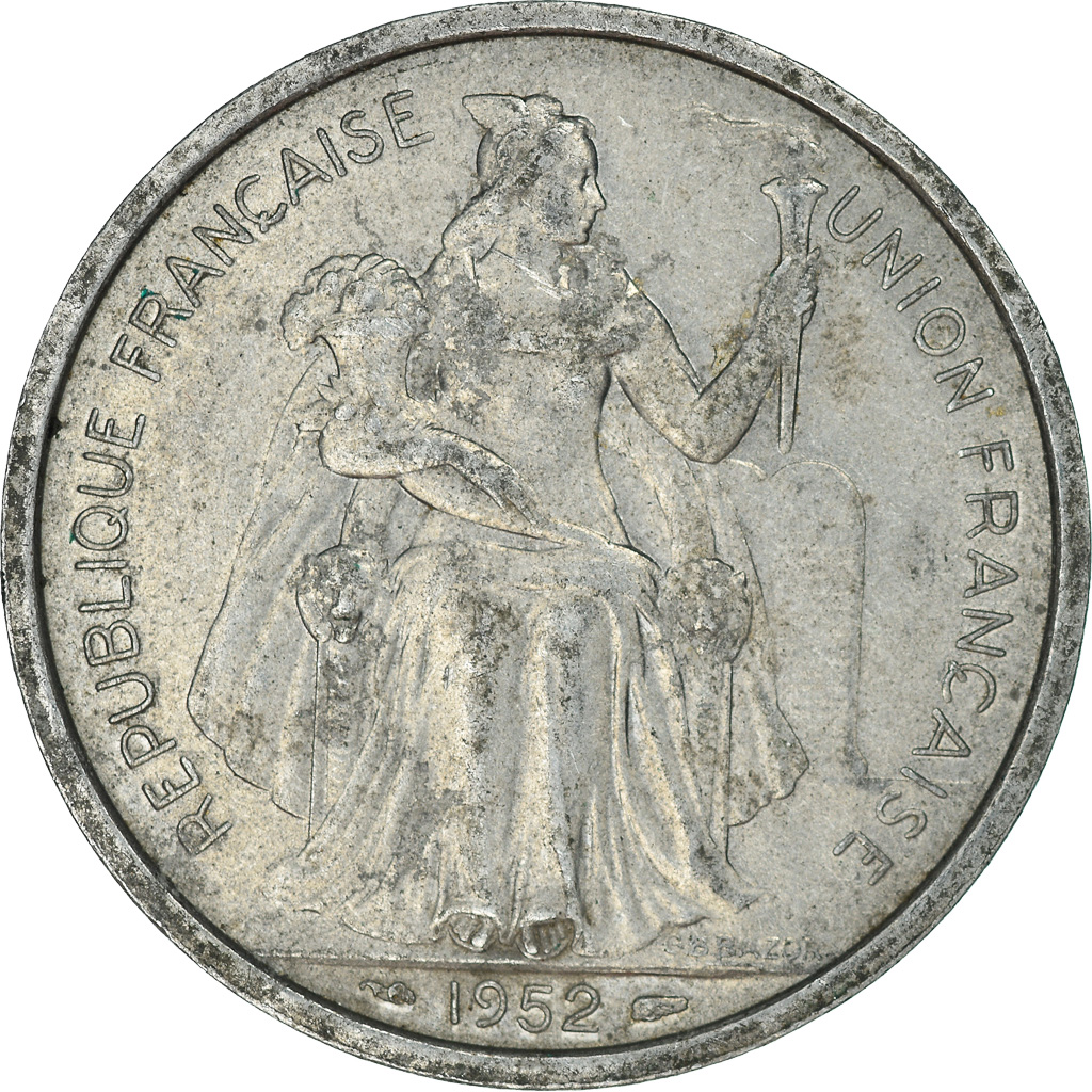 Moneda, Nueva Caledonia, 5 Francs, 1952