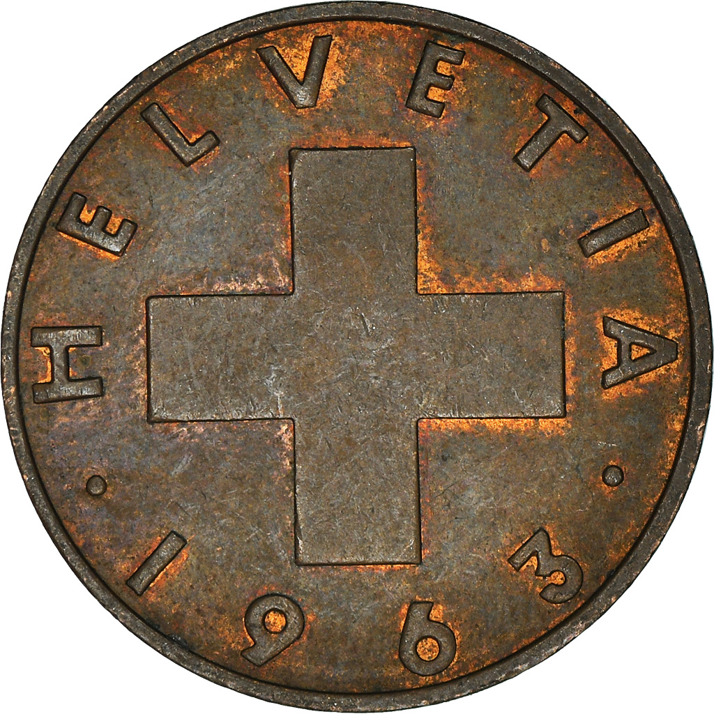 Moneda, Suiza, 2 Rappen, 1963