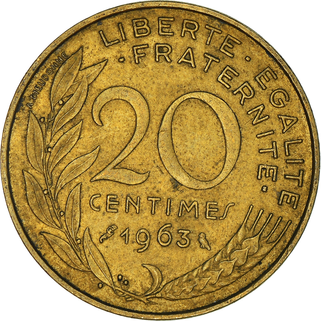 Moneda, Francia, 20 Centimes, 1963