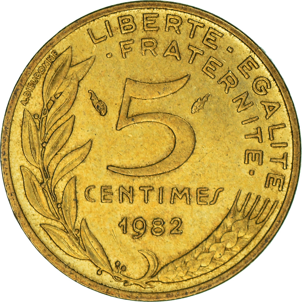 Moneda, Francia, 5 Centimes, 1982