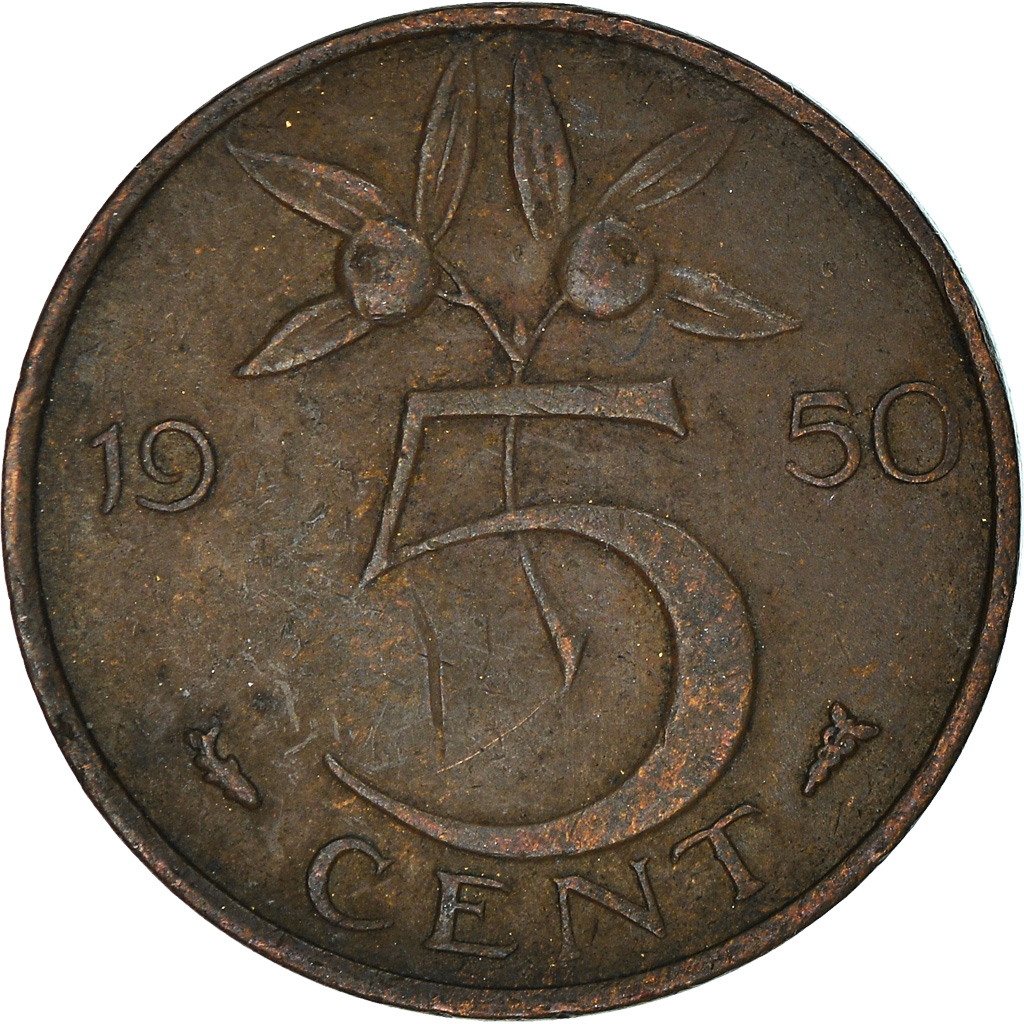Moneda, Países Bajos, 5 Cents, 1950