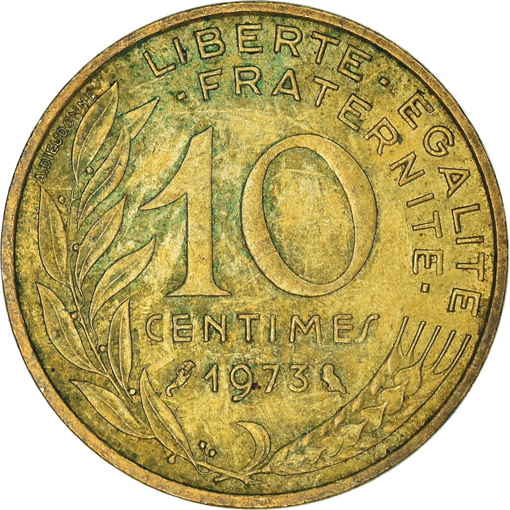 Moneda, Francia, 10 Centimes, 1973