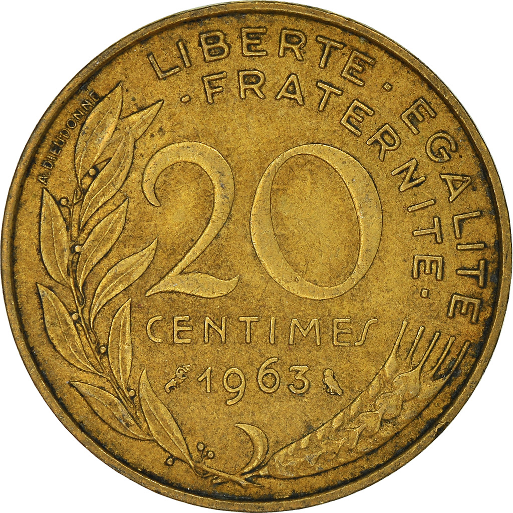 Moneda, Francia, 20 Centimes, 1963