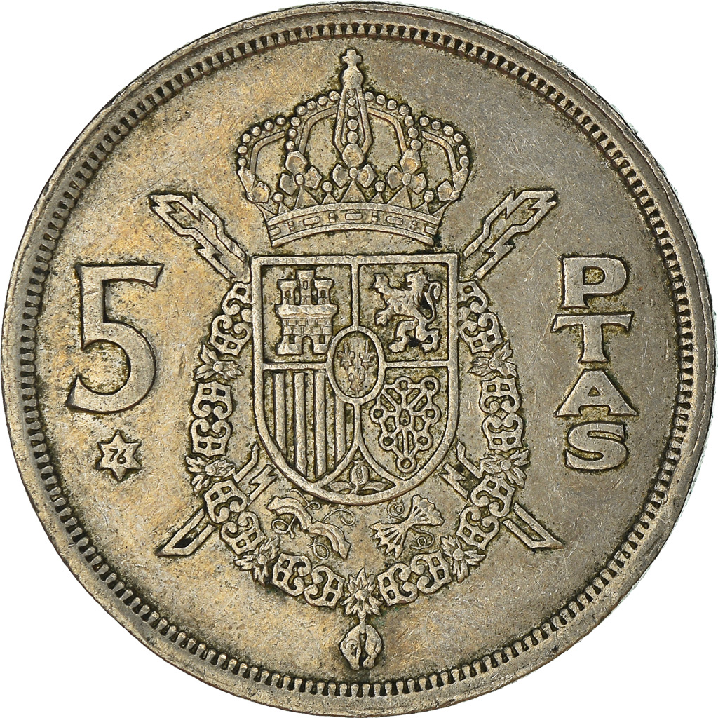 Moneda, España, 5 Pesetas, 1975 (76)
