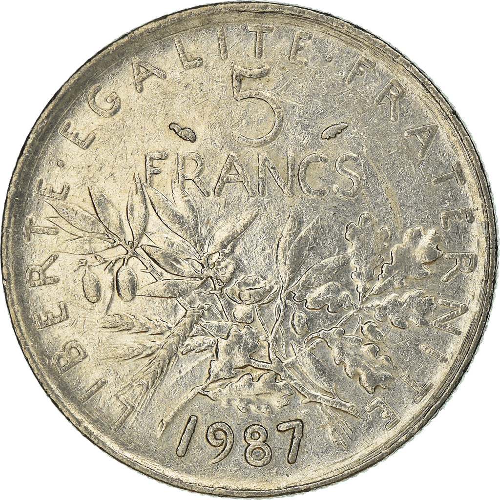 Coin, France, 5 Francs, 1987