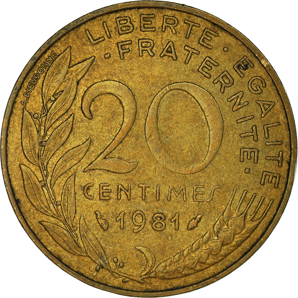 Moneda, Francia, 20 Centimes, 1981