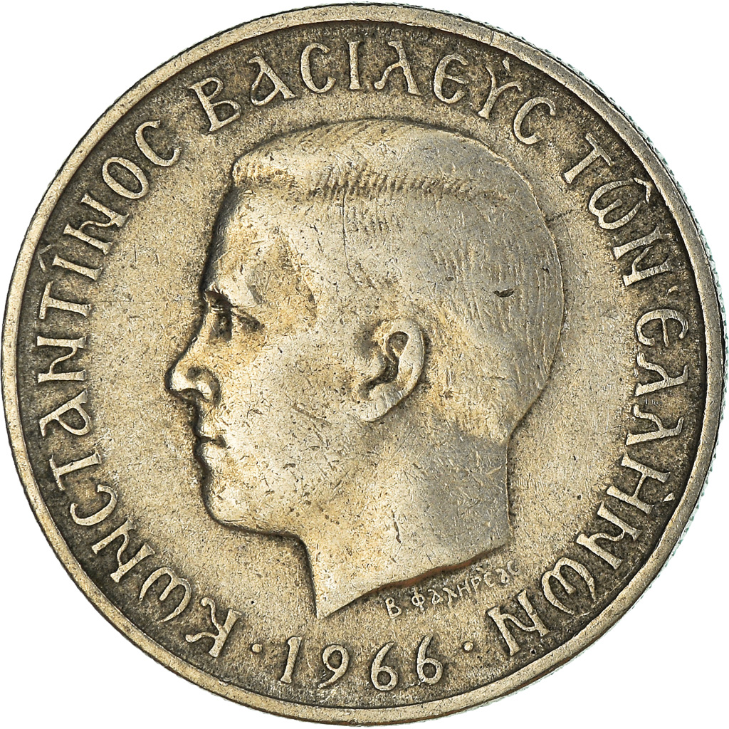 Moneda, Grecia, 2 Drachmai, 1966