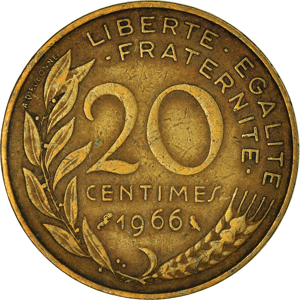 Moneda, Francia, 20 Centimes, 1966