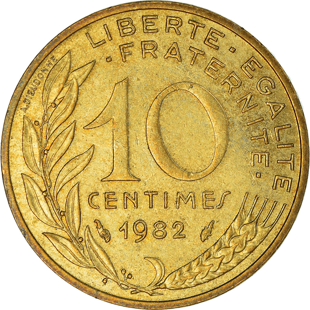 Moneda, Francia, 10 Centimes, 1982