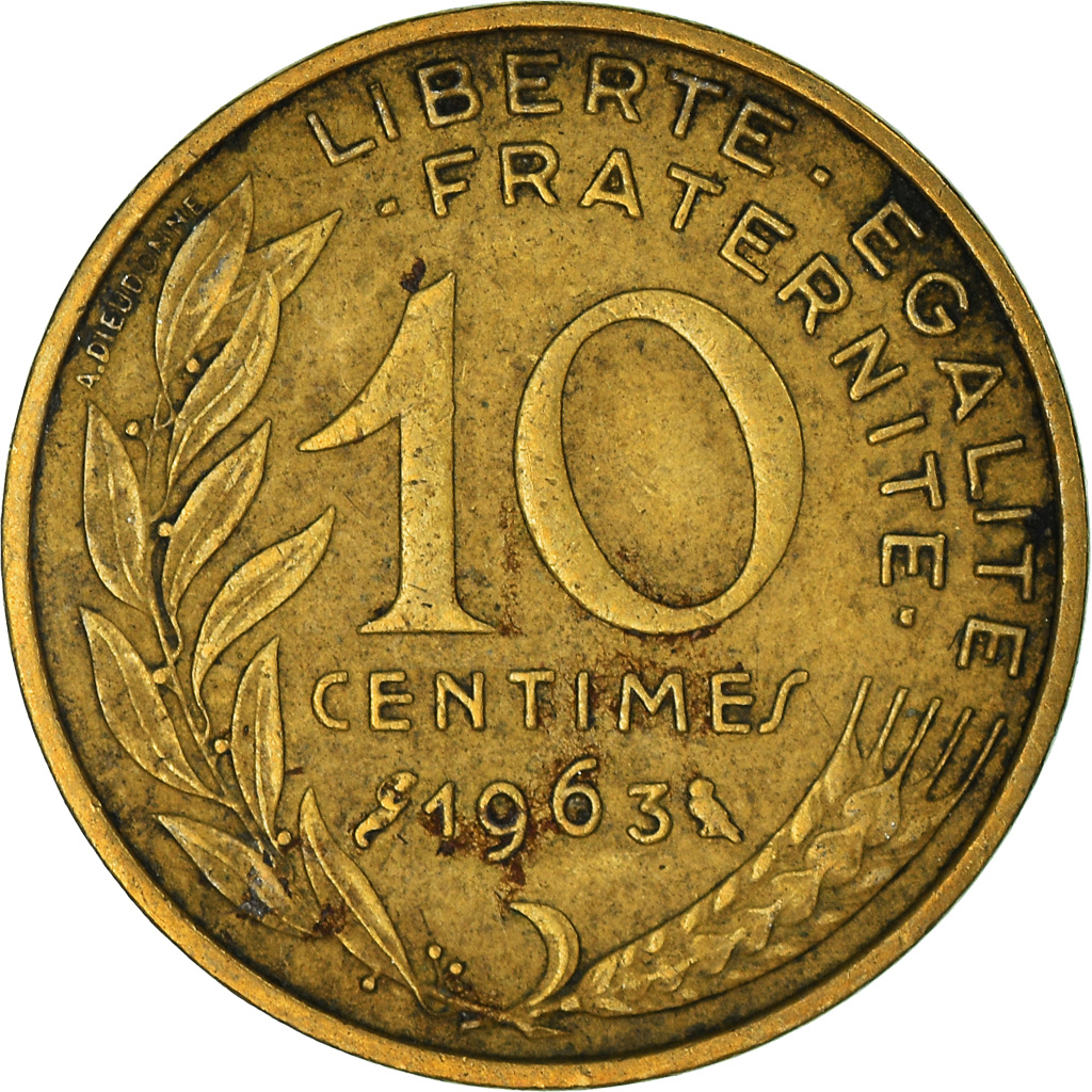 Moneda, Francia, 10 Centimes, 1963