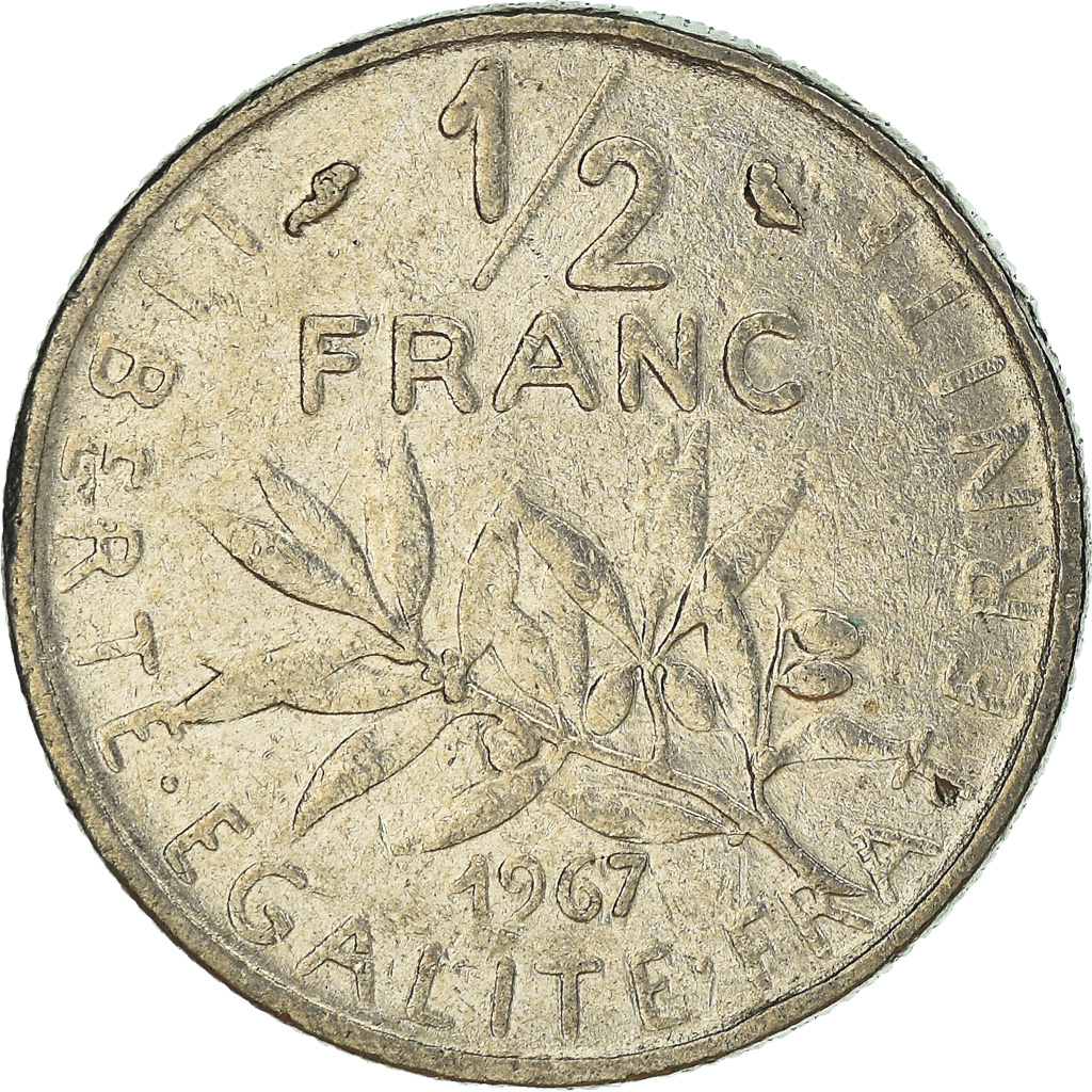 Moneda, Francia, 1/2 Franc, 1967