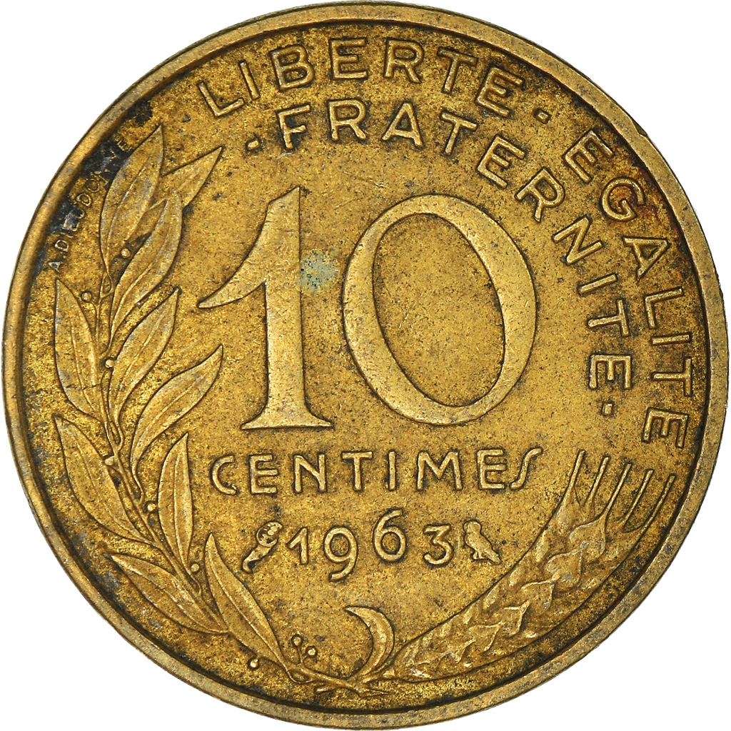Moneda, Francia, 10 Centimes, 1963