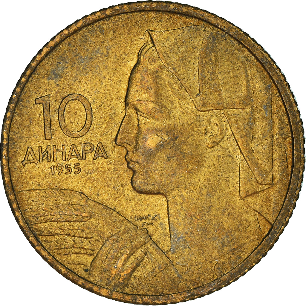 Moneda, Yugoslavia, 10 Dinara, 1955