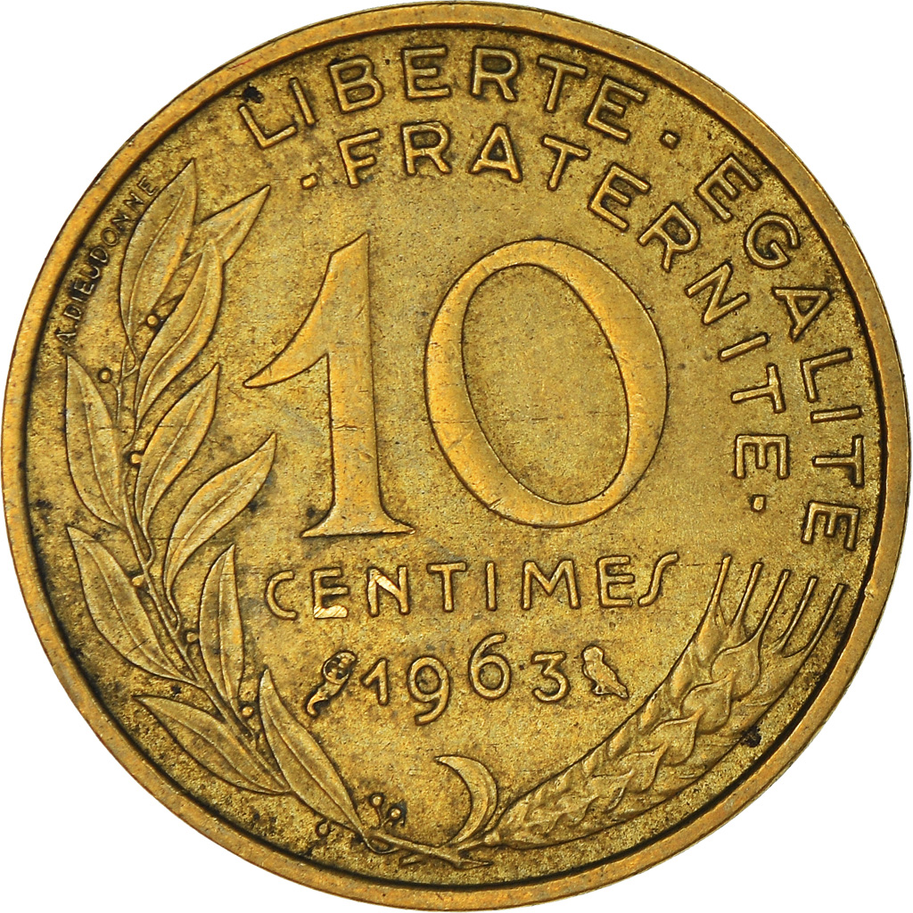 Moneda, Francia, 10 Centimes, 1963