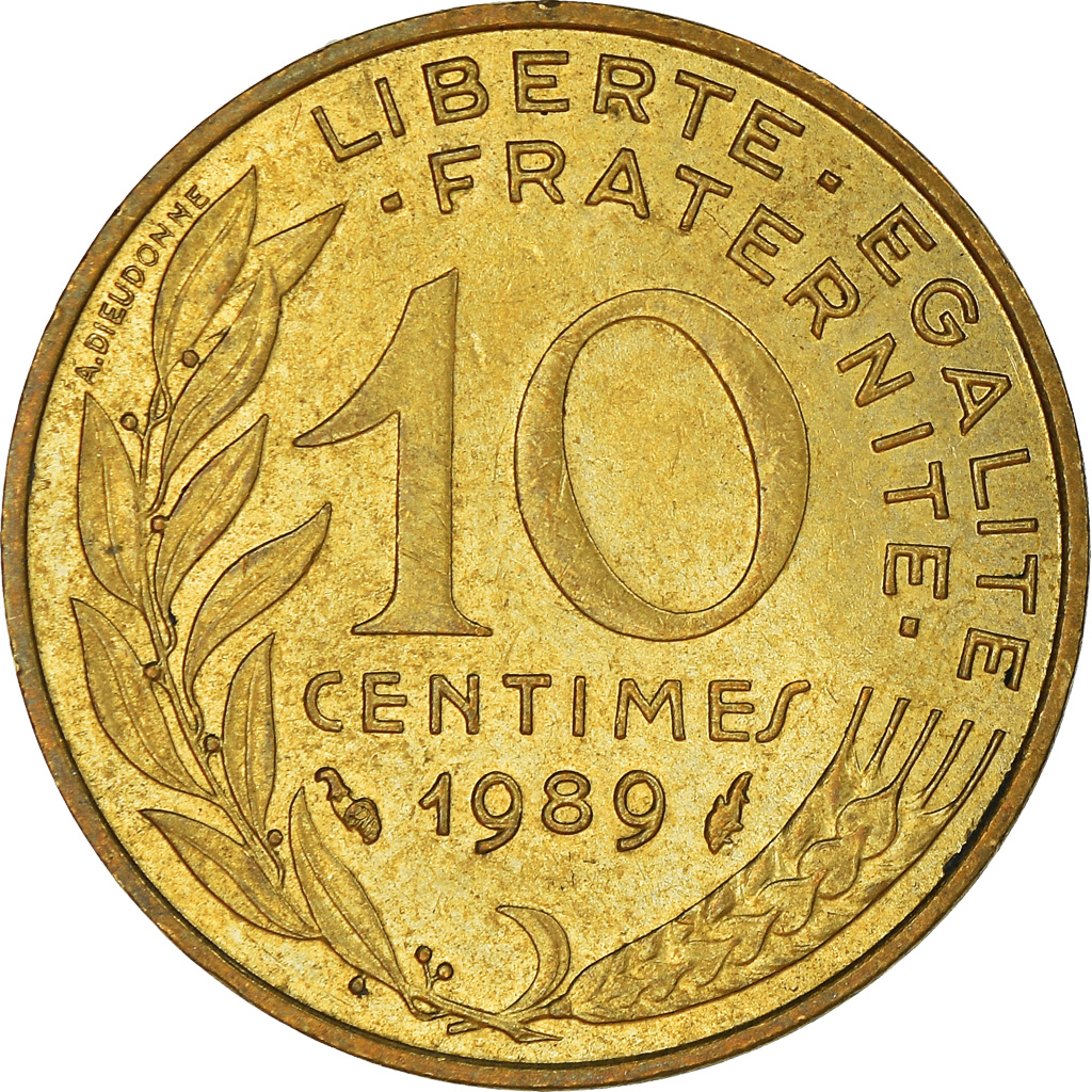 Moneda, Francia, 10 Centimes, 1989