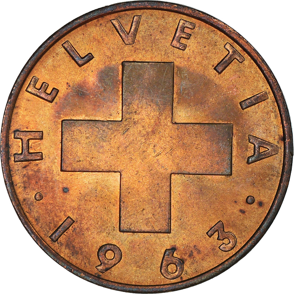 Moneda, Suiza, 2 Rappen, 1963