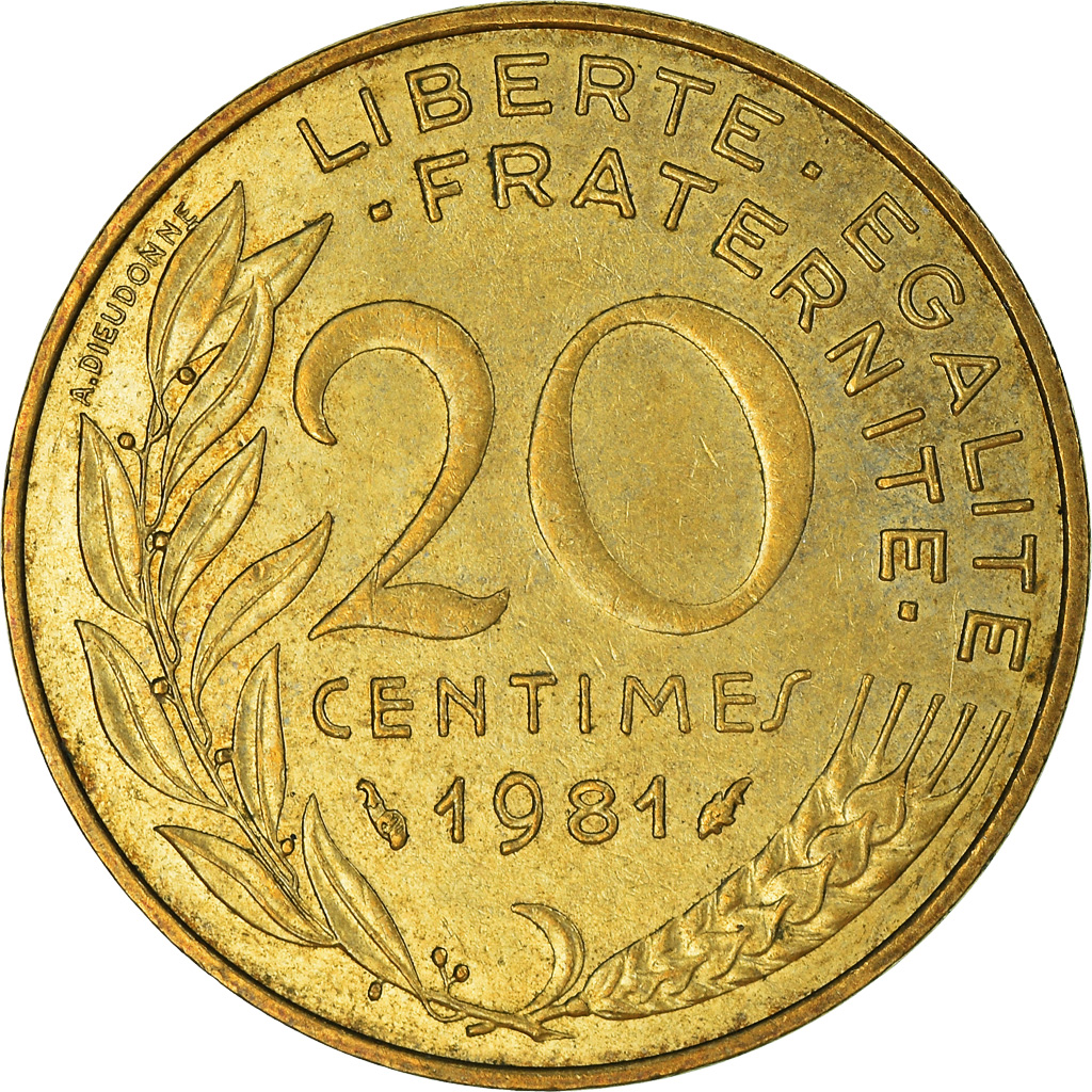 Moneda, Francia, 20 Centimes, 1981