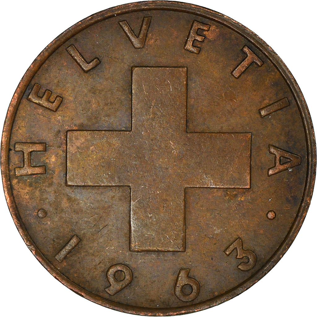 Moneda, Suiza, 2 Rappen, 1963
