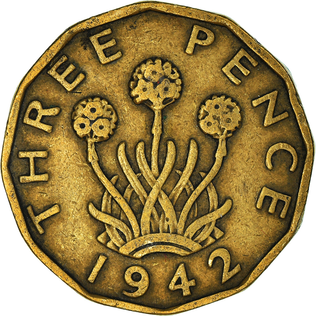 Moneda, Gran Bretaña, 3 Pence, 1942