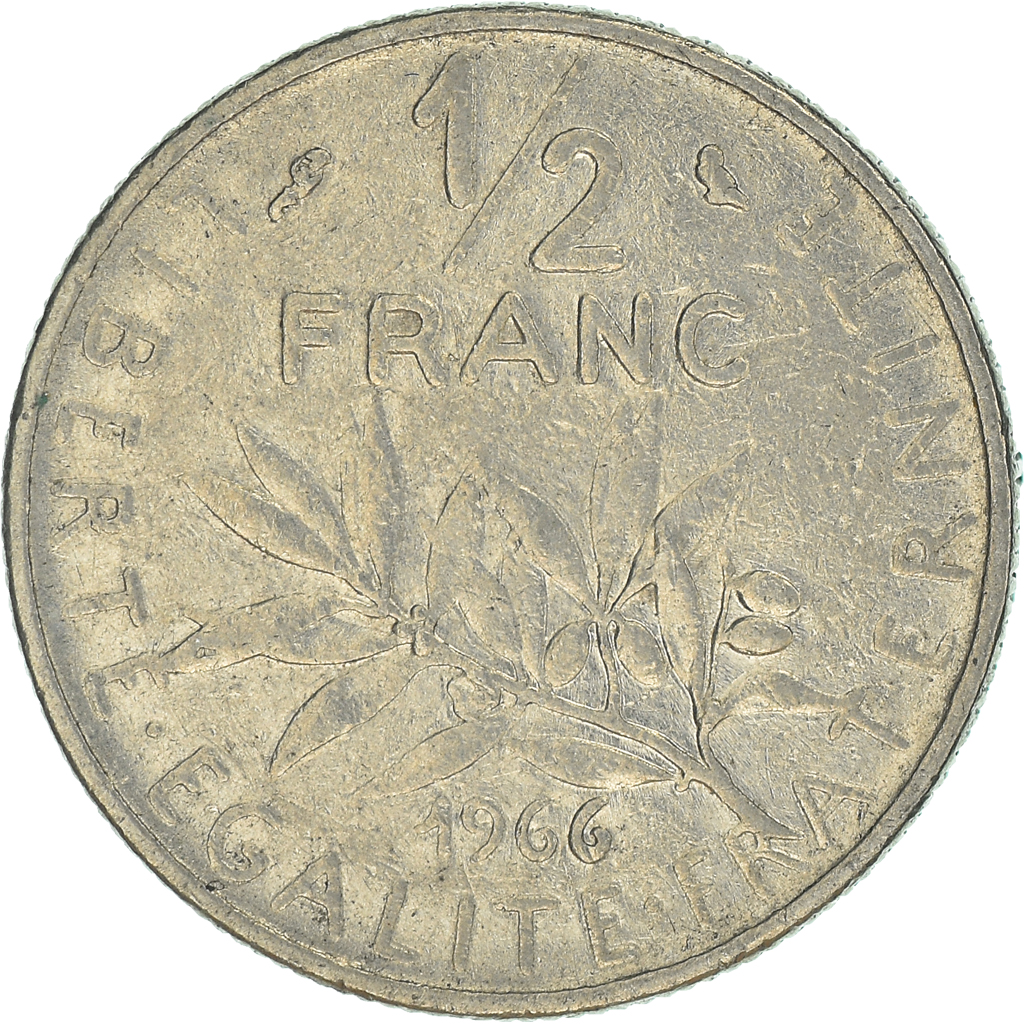Moneda, Francia, 1/2 Franc, 1966
