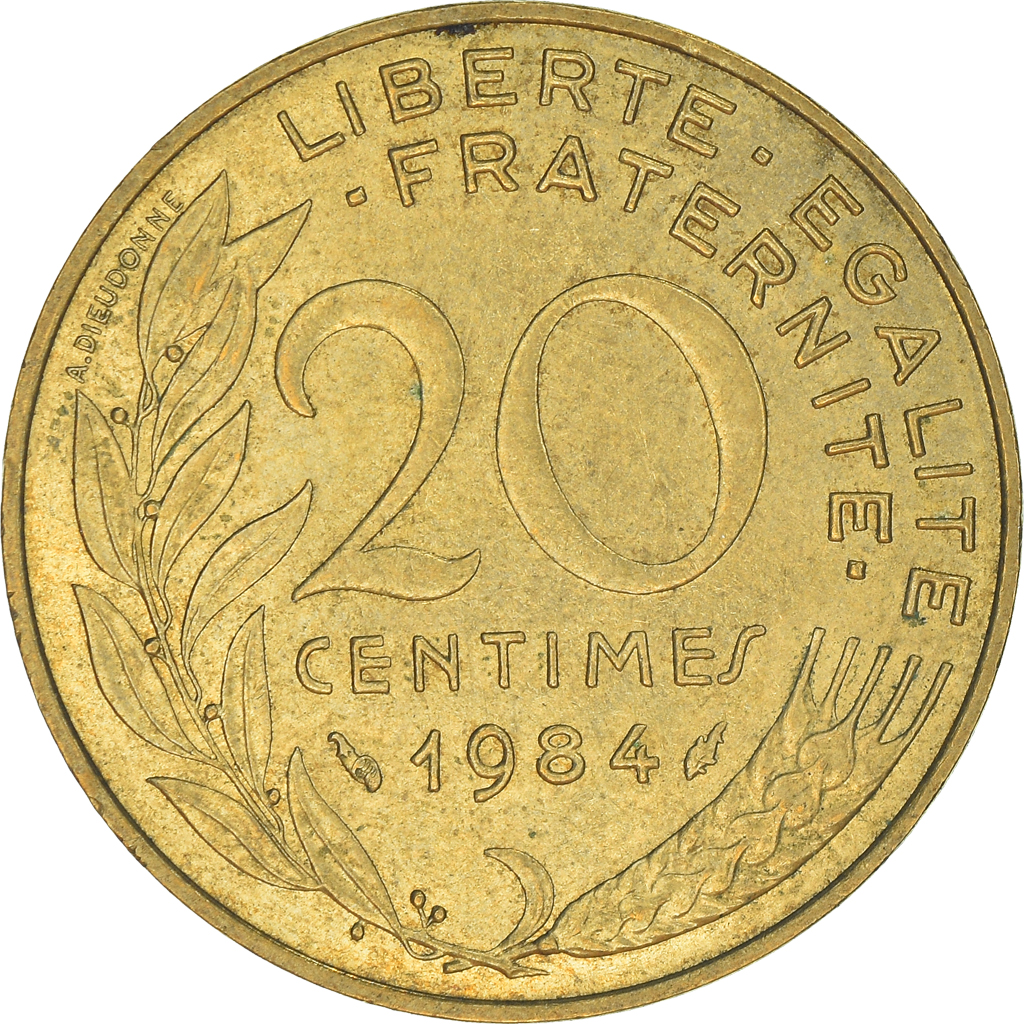 Moneda, Francia, 20 Centimes, 1984