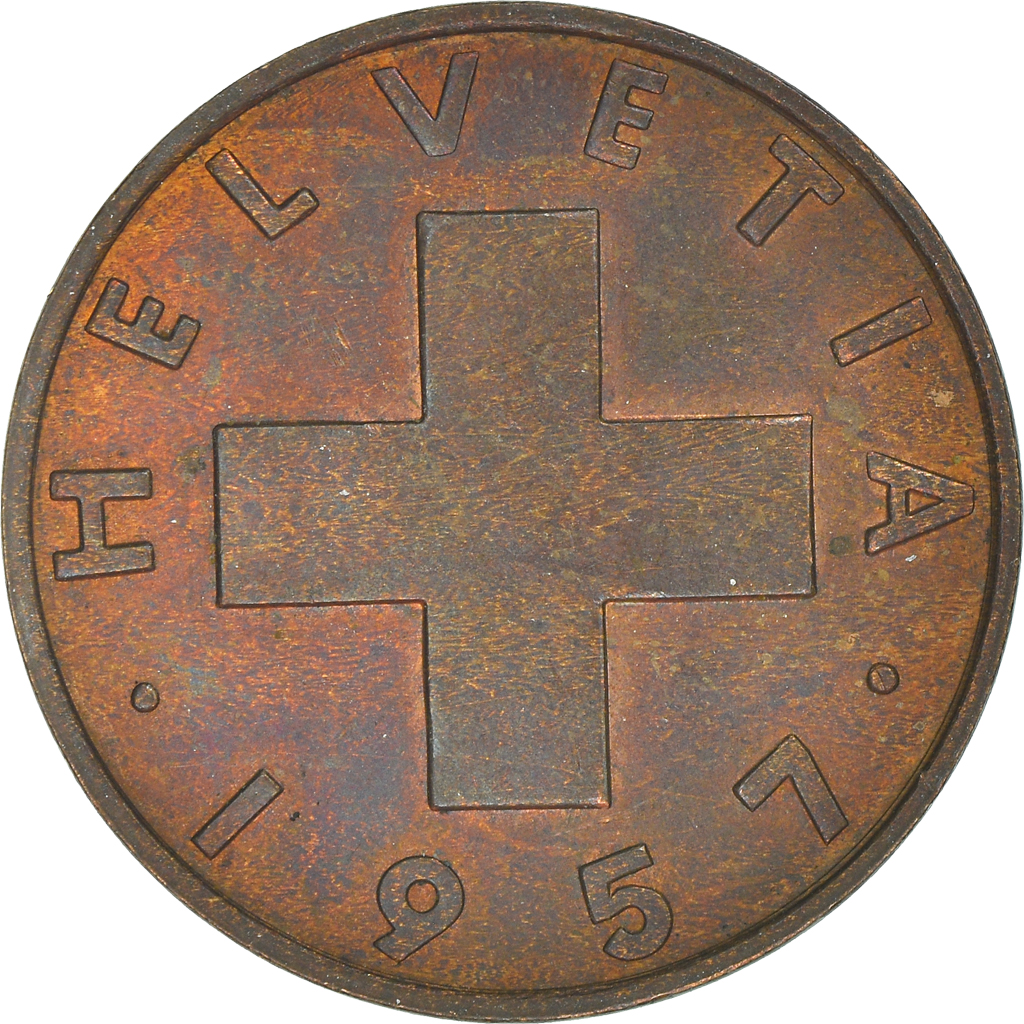 Moneda, Suiza, 2 Rappen, 1957