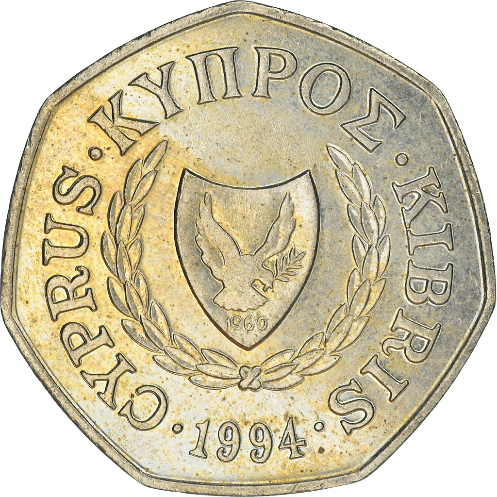 Moneda, Chipre, 50 Cents, 1994