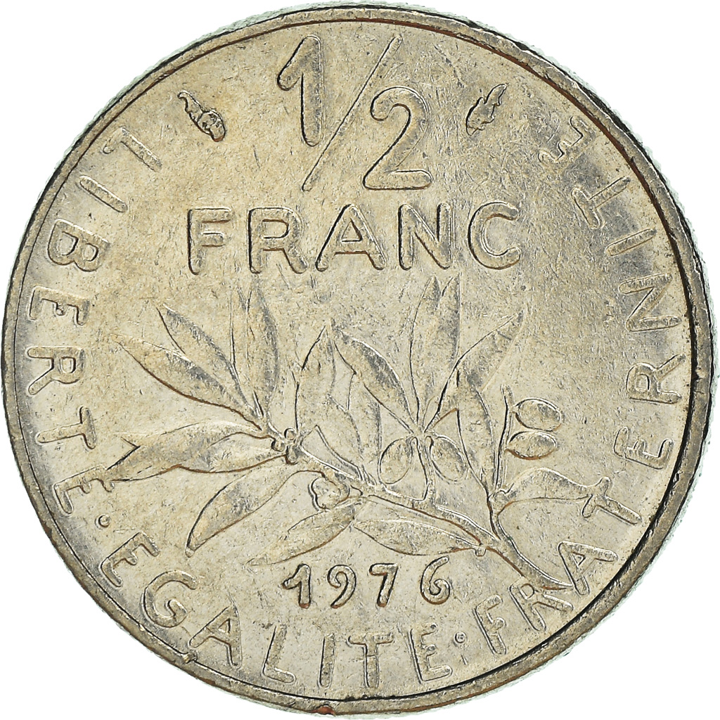 Moneda, Francia, 1/2 Franc, 1976