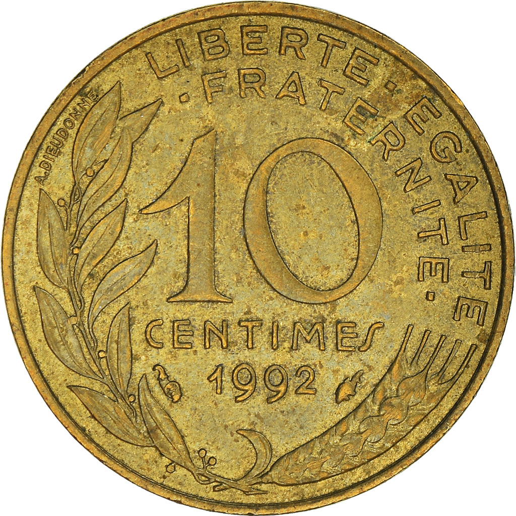 Moneda, Francia, 10 Centimes, 1992