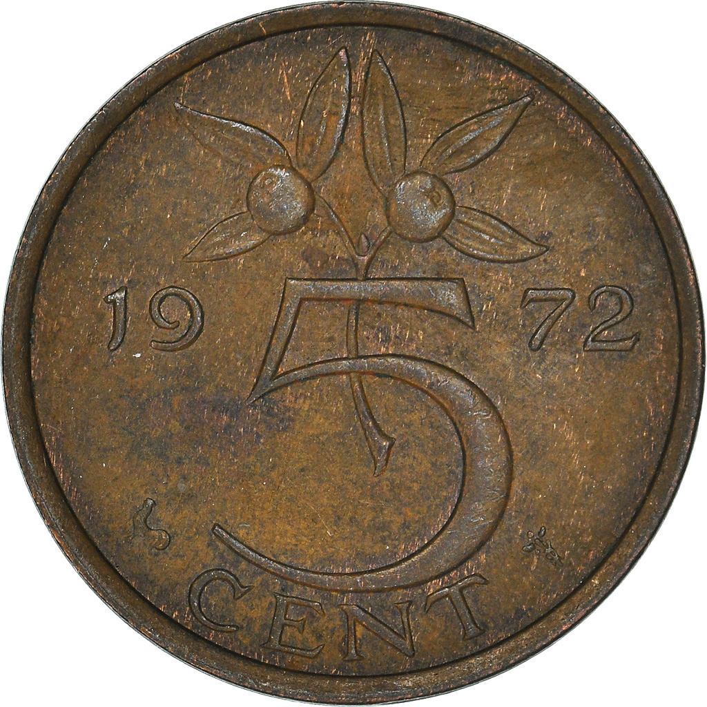 Moneda, Países Bajos, 5 Cents, 1972